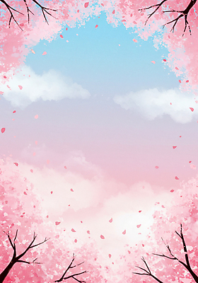 JPG 구름 꽃잎 분홍색 일러스트 하늘 프레임 사람없음 봄풍경 벚나무 흩날리기 국내일러스트 AI일러스트 AI콘텐츠 자연요소 나무 꽃 컬러 모션 풍경 봄 벚꽃 파일형식