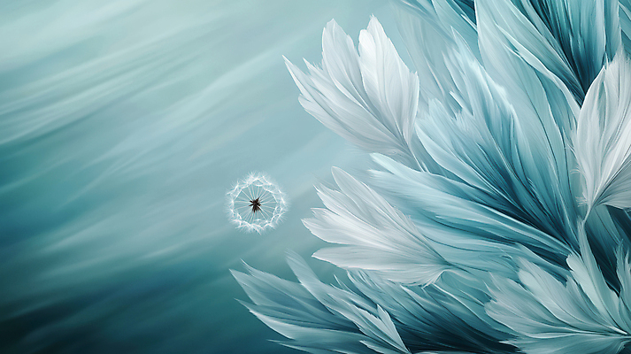 JPG 식물 편집이미지 꽃잎 꽃 추상 사람없음 흐름 풀잎 민들레홀씨 민트색 편집실사 AI포토 AI콘텐츠 컬러 컨셉 잎 무늬 풀_식물 민들레 CG 파일형식