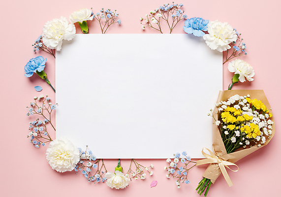 JPG 편집이미지 기념일 꽃잎 리본 종이 분홍색 꽃다발 사람없음 감사 꽃프레임 카피스페이스 편집실사 AI포토 AI콘텐츠 꽃 감정 컬러 프레임 이벤트 공백 CG 파일형식