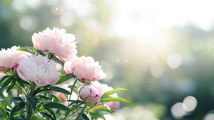 JPG 편집이미지 자연 사람없음 햇빛 봄풍경 풀잎 보케 작약 편집실사 AI포토 AI콘텐츠 꽃 잎 풍경 태양 봄 풀_식물 CG 생태계 파일형식