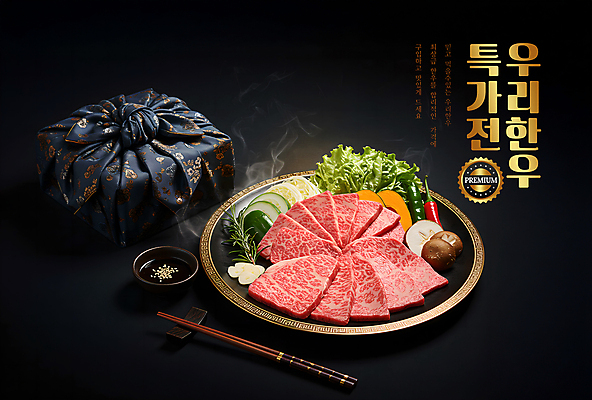 PSD 편집이미지 그릇 채소 젓가락 사람없음 세일 어둠 보자기 양념 연기 한우 명품 특가판매 이미지편집 식기 수저 소고기 상품 파일형식 천_직물