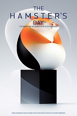 PSD 편집이미지 포스터 추상 사람없음 눈감음 주황색 웨이브 햄스터 이미지편집 세계햄스터의날 기념일 컬러 무늬 모션 반려동물 설치류 파일형식