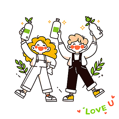 전신 PSD 식물 여자 남자 화분 어린이 허리손 일러스트 웃음 들기 소녀 소년 두명 반짝임 자연보호 앞치마 물병 다리들기 어린이만 세계환경의날 환경기념일 일러캐릭터 캐릭터 기념일 포즈 모션 자연 표정 사람 환경 보호 물통 파일형식 법정기념일