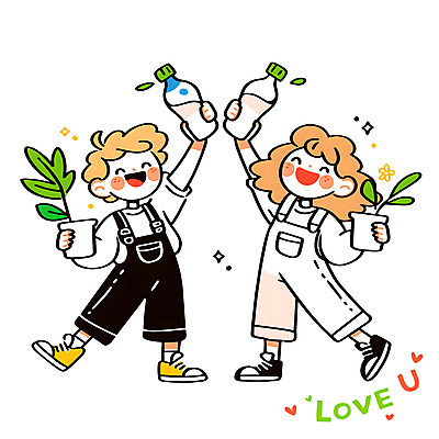 전신 PSD 식물 여자 남자 화분 어린이 일러스트 웃음 들기 소녀 소년 두명 반짝임 자연보호 앞치마 물병 다리들기 어린이만 세계환경의날 환경기념일 일러캐릭터 캐릭터 기념일 모션 자연 표정 사람 환경 보호 물통 파일형식 법정기념일