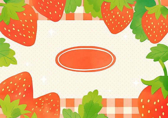 PSD 스티커 잎 일러스트 딸기 사람없음 빨간색 반짝임 라벨 체크무늬 딸기잎 국내일러스트 식물 컬러 무늬 과일 모션 프레임 파일형식