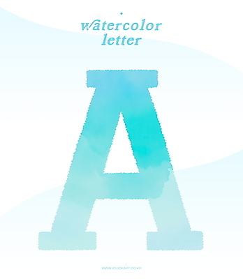 PSD 디자인 예술 하늘색 일러스트 수채화 타이포그라피 사람없음 번짐 A 국내일러스트 문자 알파벳 파란색 파일형식 효과