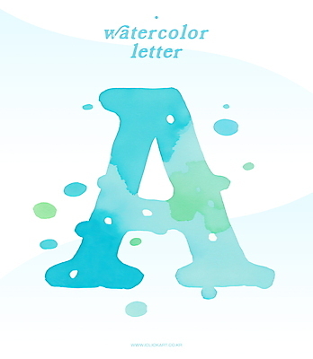 PSD 디자인 예술 일러스트 수채화 타이포그라피 사람없음 파란색 물방울 번짐 A 국내일러스트 문자 알파벳 컬러 파일형식 효과