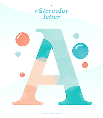 PSD 디자인 일러스트 수채화 타이포그라피 사람없음 파란색 물방울 비눗방울 번짐 A 국내일러스트 문자 알파벳 컬러 파일형식 효과