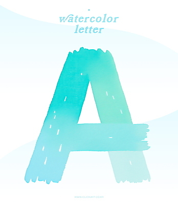 PSD 일러스트 붓터치 수채화 타이포그라피 사람없음 파란색 번짐 A 국내일러스트 문자 알파벳 컬러 파일형식 효과