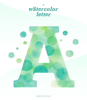 PSD 예술 일러스트 수채화 타이포그라피 사람없음 초록색 물방울 번짐 A 국내일러스트 문자 알파벳 컬러 파일형식 효과
