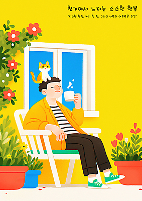 전신 PSD 남자 꽃 행복 화분 잎 의자 일러스트 창문 휴식 한명 미소 들기 앉기 성인 눈감음 고양이 머그컵 힐링 성인남자한명만 소확행 국내일러스트 식물 1 감정 가구 컨셉 포유류 모션 표정 사람 컵 반려동물 신조어 남자한명만 성인남자만 파일형식