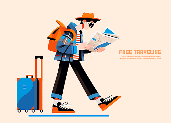 전신 모자 남자 행복 여행 지도 일러스트 배낭 한명 미소 들기 성인 선글라스 걷기 캐리어 자유 즐거움 베이지색 혼자 성인남자한명만 국내일러스트 AI파일 1 잡화 감정 안경 컬러 컨셉 가방 모션 표정 사람 여행가방 남자한명만 성인남자만 파일형식 벡터