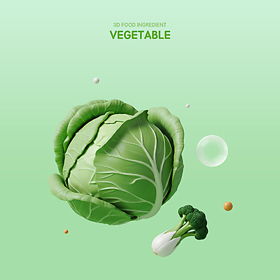 PSD 아이콘 식재료 사람없음 초록색 3D아이콘 3D 신선 비눗방울 브로콜리 양배추 엘리먼트 편집3D 컬러 채소 디지털합성 파일형식