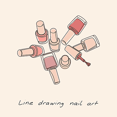 라인일러스트 일러스트 취미 사람없음 네일아트 라인아트 매니큐어 드로잉 베이지색 국내일러스트 AI파일 선 컬러 미술 뷰티 화장품 파일형식 벡터