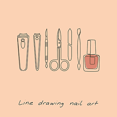 라인일러스트 일러스트 가위 취미 사람없음 네일아트 라인아트 매니큐어 드로잉 베이지색 손톱깎이 국내일러스트 AI파일 선 컬러 문구용품 미술 뷰티 화장품 미용용품 파일형식 벡터
