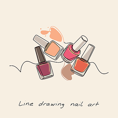 라인일러스트 일러스트 취미 사람없음 네일아트 라인아트 매니큐어 드로잉 베이지색 국내일러스트 AI파일 선 컬러 미술 뷰티 화장품 파일형식 벡터