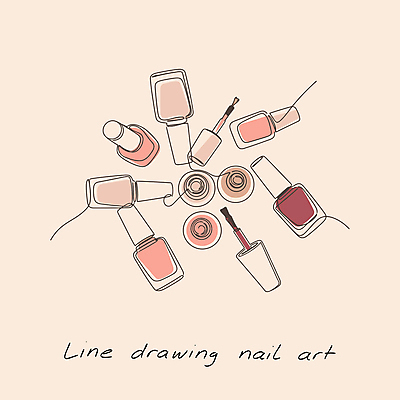 라인일러스트 일러스트 취미 사람없음 네일아트 라인아트 매니큐어 드로잉 베이지색 국내일러스트 AI파일 선 컬러 미술 뷰티 화장품 파일형식 벡터