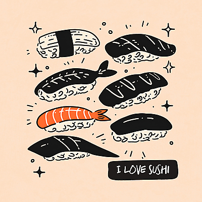 PSD 일러스트 사람없음 반짝임 일본 해산물 새우초밥 엘리먼트 국내일러스트 아시아 모션 새우 초밥 파일형식