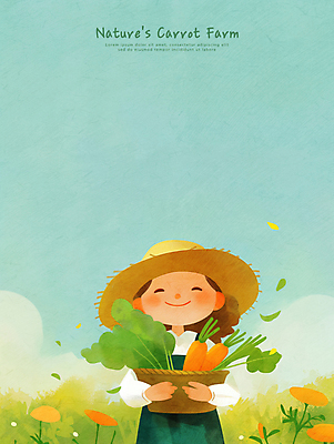 PSD 구름 여자 꽃 어린이 하늘색 일러스트 자연 하늘 한명 미소 들기 소녀 상반신 농장 바구니 당근 풀잎 농부 멜빵 친환경 밀짚모자 소녀한명만 국내일러스트 자연요소 식물 직업 모자_잡화 1 잡화 잎 농업 모션 뿌리채소 표정 사람 파란색 환경 풀_식물 생태계 여자한명만 소녀만 파일형식