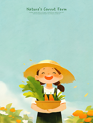 PSD 구름 여자 꽃 어린이 하늘색 일러스트 자연 하늘 한명 미소 들기 소녀 상반신 농장 바구니 당근 풀잎 농부 멜빵 친환경 밀짚모자 소녀한명만 국내일러스트 자연요소 식물 직업 모자_잡화 1 잡화 잎 농업 모션 뿌리채소 표정 사람 파란색 환경 풀_식물 생태계 여자한명만 소녀만 파일형식