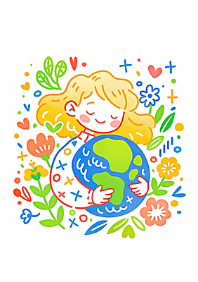 JPG 여자 꽃 지구 어린이 잎 일러스트 안기 자연 따뜻함 사랑 한명 미소 소녀 상반신 컬러풀 환경 하트 보호 순수 소녀한명만 국내일러스트 AI일러스트 AI콘텐츠 모양 식물 1 감정 컬러 컨셉 모션 표정 사람 생태계 여자한명만 소녀만 파일형식