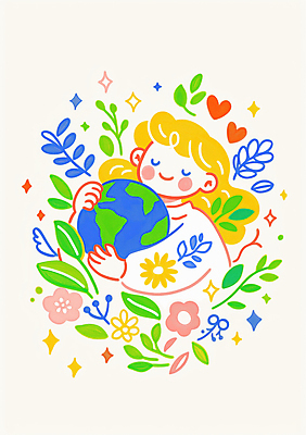 JPG 여자 꽃 지구 어린이 잎 일러스트 안기 자연 따뜻함 사랑 한명 미소 소녀 상반신 컬러풀 환경 하트 보호 순수 소녀한명만 국내일러스트 AI일러스트 AI콘텐츠 모양 식물 1 감정 컬러 컨셉 모션 표정 사람 생태계 여자한명만 소녀만 파일형식