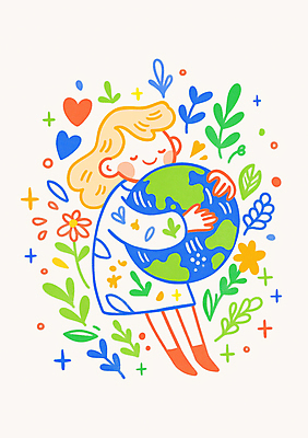 JPG 전신 여자 꽃 지구 어린이 잎 일러스트 안기 자연 따뜻함 사랑 한명 미소 소녀 컬러풀 환경 하트 보호 순수 소녀한명만 국내일러스트 AI일러스트 AI콘텐츠 모양 식물 1 감정 컬러 컨셉 모션 표정 사람 생태계 여자한명만 소녀만 파일형식