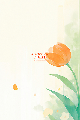 PSD 꽃백그라운드 일러스트 수채화 사람없음 초록색 주황색 튤립 카피스페이스 봄배경 국내일러스트 꽃 컬러 백그라운드 봄 공백 파일형식