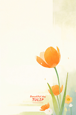 PSD 꽃백그라운드 일러스트 수채화 사람없음 주황색 튤립 카피스페이스 봄배경 국내일러스트 꽃 컬러 백그라운드 봄 공백 파일형식