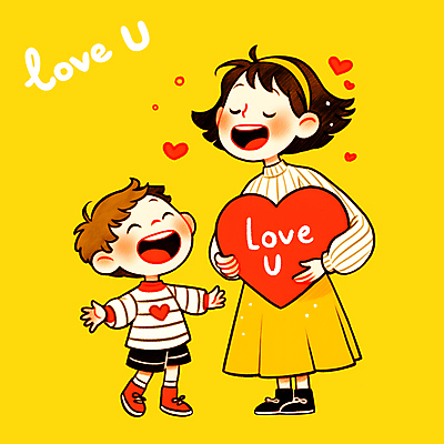 전신 PSD 여자 남자 꽃 행복 어린이 일러스트 팔벌리기 따뜻함 사랑 들기 소년 성인 두명 노란색 하트 일러캐릭터 모자관계 모양 식물 캐릭터 감정 아들 컬러 가족 모션 엄마 사람 파일형식