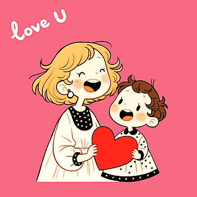 PSD 여자 꽃 행복 어린이 분홍색 일러스트 모녀 따뜻함 사랑 들기 소녀 상반신 성인 두명 하트 잡기 여자만 일러캐릭터 모양 식물 캐릭터 딸 감정 컬러 가족 모션 엄마 사람 파일형식