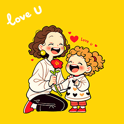 전신 PSD 여자 꽃 행복 어린이 일러스트 모녀 따뜻함 사랑 들기 소녀 성인 두명 노란색 하트 무릎꿇기 카네이션 여자만 일러캐릭터 모양 식물 캐릭터 딸 감정 컬러 가족 모션 엄마 사람 파일형식