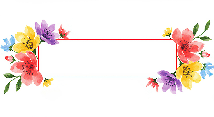 JPG 가로배너 꽃 잎 일러스트 수채화 사람없음 컬러풀 꽃프레임 국내일러스트 AI일러스트 AI콘텐츠 식물 배너 컬러 프레임 가로 파일형식