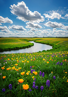 JPG 구름 편집이미지 꽃밭 자연 하늘 풍경 잔디 초원 사람없음 강 맑음 봄 편집실사 AI포토 AI콘텐츠 자연요소 식물 계절 꽃 날씨 CG 생태계 파일형식