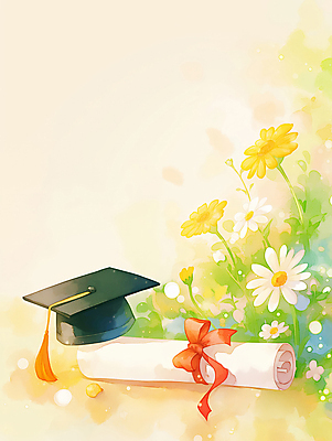 JPG 꽃 리본 종이 일러스트 따뜻함 사람없음 빛 봄 축하 풀잎 졸업장 두루마리 화사함 국내일러스트 AI일러스트 AI콘텐츠 식물 계절 컨셉 잎 졸업 풀_식물 파일형식