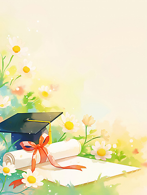 JPG 꽃 종이 일러스트 학사모 따뜻함 사람없음 축하 풀잎 졸업장 두루마리 화사함 국내일러스트 AI일러스트 AI콘텐츠 식물 모자_잡화 컨셉 잎 졸업 풀_식물 파일형식