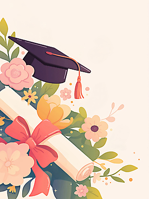 JPG 꽃 리본 종이 일러스트 학사모 따뜻함 사람없음 축하 풀잎 졸업장 두루마리 국내일러스트 AI일러스트 AI콘텐츠 식물 모자_잡화 컨셉 잎 졸업 풀_식물 파일형식