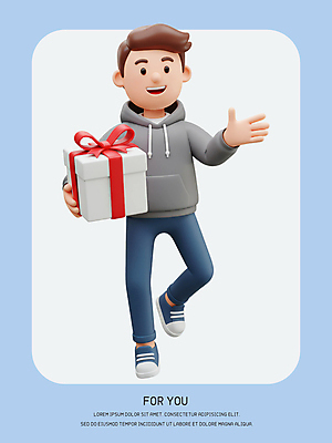 전신 PSD 편집이미지 남자 3D캐릭터 한명 웃음 들기 성인 선물상자 3D 즐거움 성인남자한명만 편집3D 캐릭터 1 감정 모션 표정 선물 사람 상자 디지털합성 남자한명만 성인남자만 파일형식