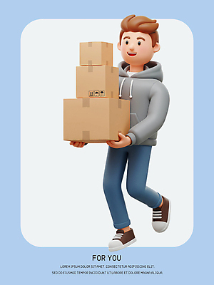 전신 PSD 편집이미지 남자 3D캐릭터 한명 웃음 들기 성인 3D 쌓기 배송 즐거움 택배상자 성인남자한명만 편집3D 캐릭터 1 감정 모션 표정 사람 상자 디지털합성 택배 남자한명만 성인남자만 파일형식
