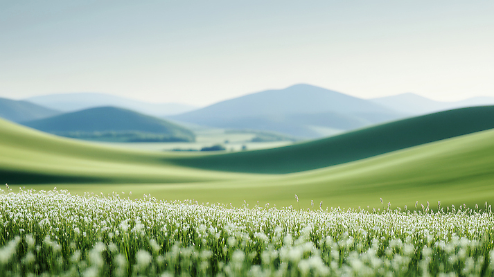 JPG 편집이미지 풍경 잔디 초원 사람없음 초록색 고요 봄 들꽃 산맥 편집실사 AI포토 AI콘텐츠 식물 계절 꽃 컬러 산 CG 파일형식