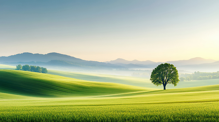 JPG 나무 편집이미지 풍경 잔디 초원 사람없음 초록색 고요 봄 산맥 편집실사 AI포토 AI콘텐츠 식물 계절 컬러 산 CG 파일형식