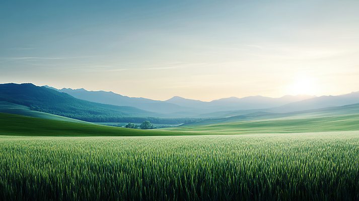 JPG 편집이미지 풍경 잔디 초원 사람없음 초록색 햇빛 태양 고요 봄 산맥 편집실사 AI포토 AI콘텐츠 자연요소 식물 계절 컬러 산 CG 파일형식