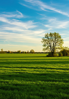 JPG 나무 구름 편집이미지 하늘색 하늘 풍경 잔디 초원 사람없음 초록색 고요 봄 편집실사 AI포토 AI콘텐츠 자연요소 식물 계절 컬러 파란색 CG 파일형식