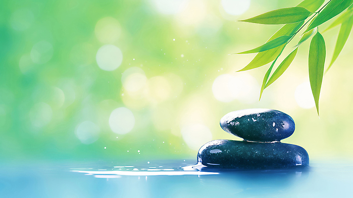 JPG 편집이미지 자연 나뭇잎 사람없음 초록색 빛 고요 조약돌 명상 보케 힐링 편집실사 젠 AI포토 AI콘텐츠 컬러 잎 쌓기 돌_바위 CG 생태계 파일형식