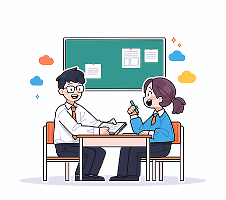 구름 학생 여자 교육 남자 교복 의자 일러스트 교실 청소년 미소 들기 성인 두명 책 반짝임 연필 교사 칠판 책상 마주앉기 국내일러스트 AI파일 자연요소 직업 옷 가구 학교 모션 학용품 표정 사람 앉기 필기구 파일형식 벡터