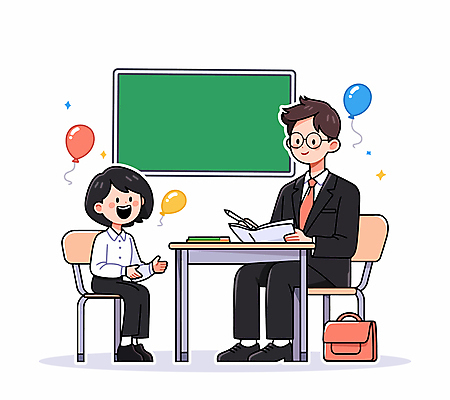 학생 여자 교육 남자 교복 의자 가방 일러스트 교실 청소년 미소 들기 성인 두명 책 반짝임 연필 손들기 교사 칠판 책상 풍선 마주앉기 국내일러스트 AI파일 직업 잡화 옷 가구 학교 모션 학용품 표정 사람 앉기 필기구 파일형식 벡터