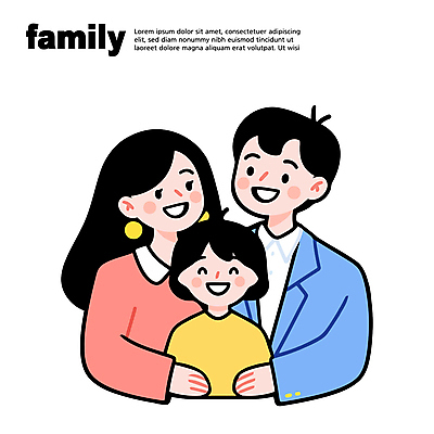 여자 남자 어린이 일러스트 가족 포옹 미소 소녀 상반신 성인 세명 일러캐릭터 AI파일 캐릭터 관계 안기 표정 사람 파일형식 벡터