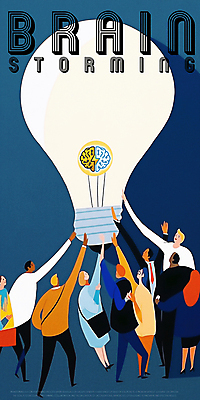 PSD 여자 남자 생각 일러스트 전구 아이디어 들기 여러명 성인 뇌 손뻗기 번개모양 성인만 브레인스토밍 국내일러스트 모양 다수 컨셉 모션 사람 번개 파일형식