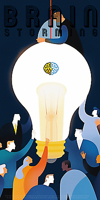 PSD 여자 남자 생각 일러스트 전구 아이디어 들기 여러명 성인 뇌 손뻗기 번개모양 성인만 브레인스토밍 국내일러스트 모양 다수 컨셉 모션 사람 번개 파일형식