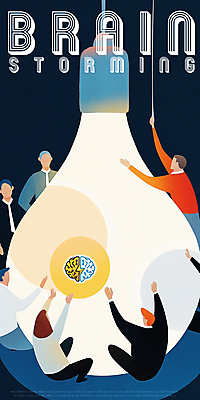 PSD 여자 남자 생각 일러스트 전구 아이디어 여러명 성인 잡기 뇌 손뻗기 번개모양 성인만 브레인스토밍 국내일러스트 모양 다수 컨셉 모션 사람 번개 파일형식